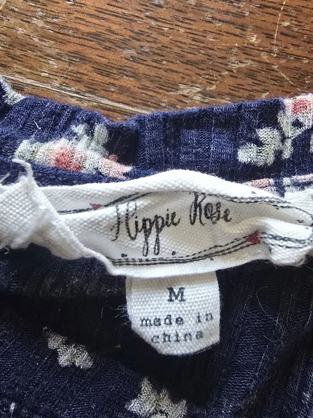 Hippie Rose Navy Floral Twist-Knot Crop Top
